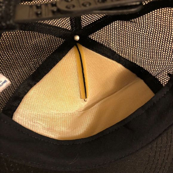 Vintage Stanley Tools Snapback Mesh Foam Trucker Black Yellow Hat - Picture 6 of 9